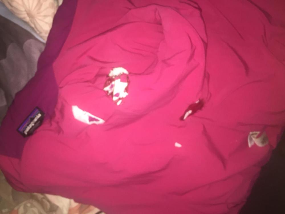 My puffer jacket got a hole while camping it's got Burt will this be  repairable ? Or does Patagonia warranty this? : r/PatagoniaClothing