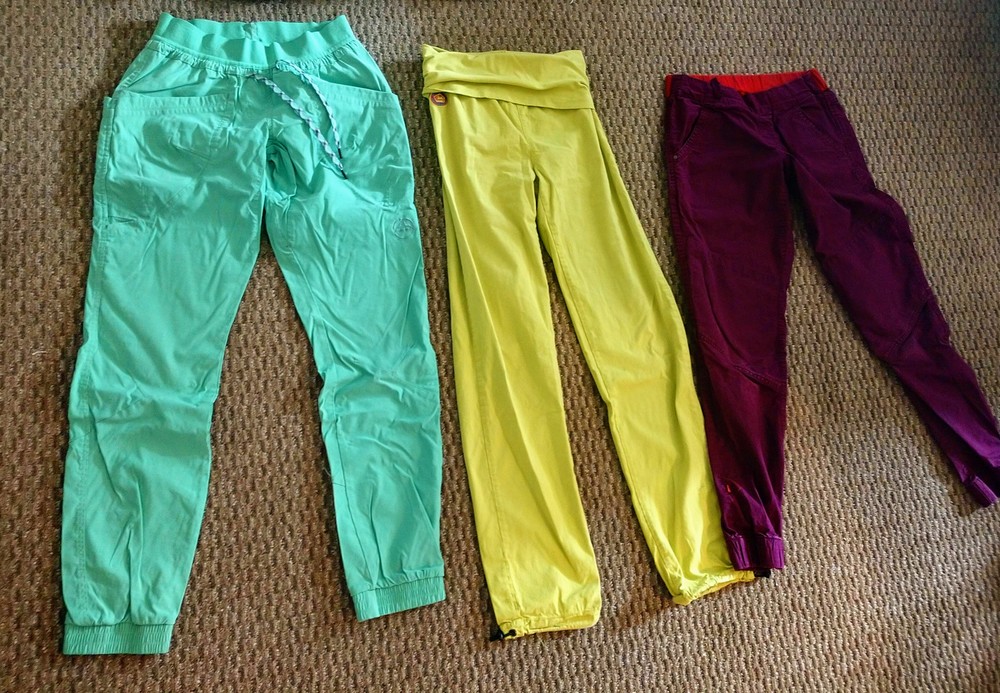 FS: Womens XS/S rock climbing pants (e9, la sport, rab), insulated snow  pants (eddie bauer, FA), fleece mid-layer hoodie and rock shoes!