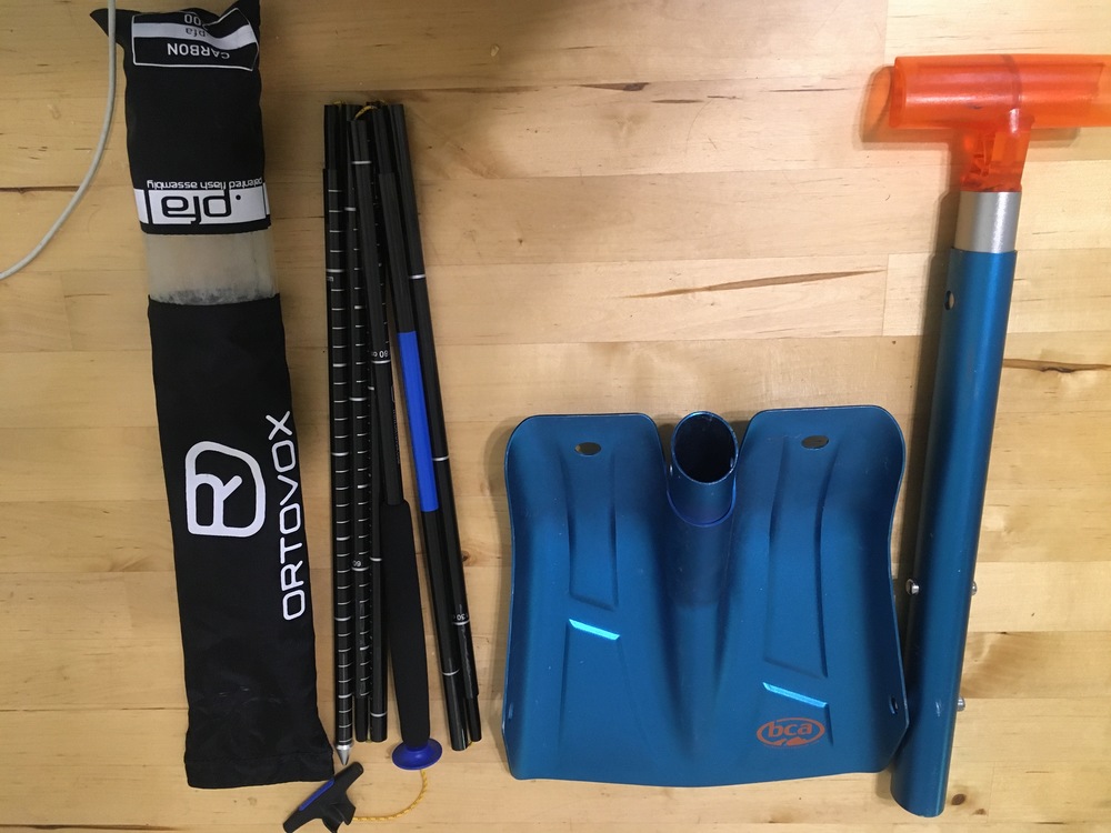 FS BD C3 Set, BD Ice Screw Rack, Avy Beacon, Probe, and Shovel