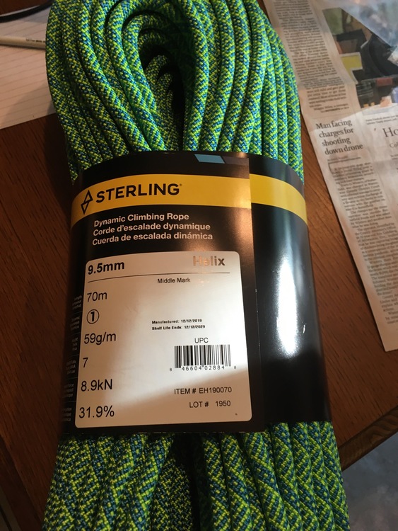 Sterling Rope Corde d'escalade dynamique Helix 9.5 mm