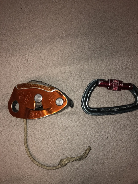 SOLD Dropped GriGri with Locking Carabiner