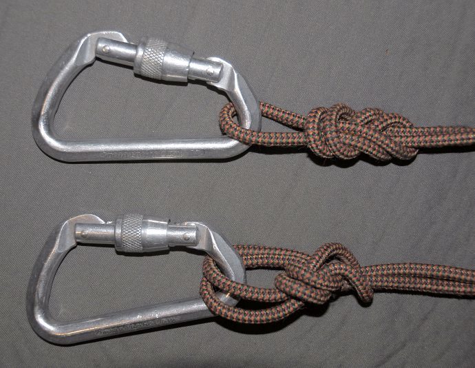 Knot strength for accessory-cord-to-biner attachment