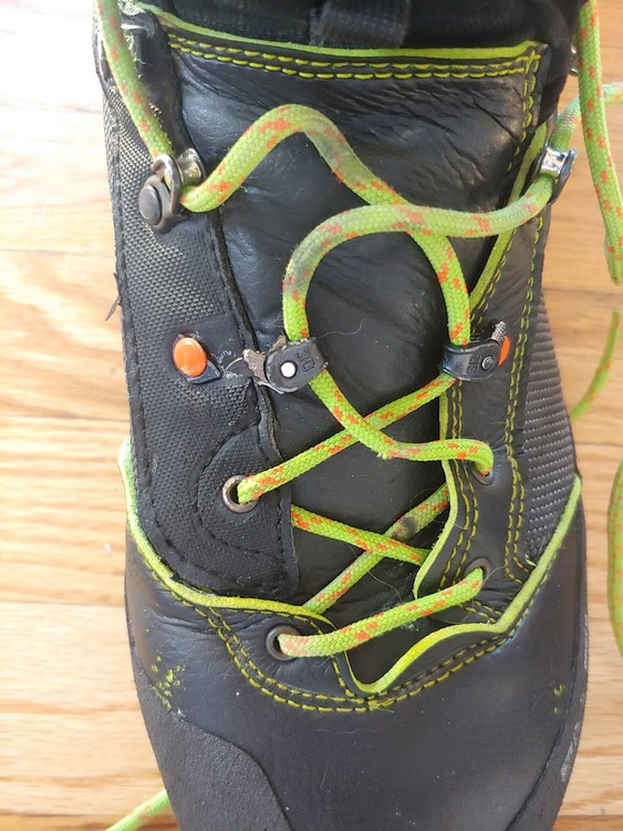 Broken mountaineering Boot lace eyelet - Repair options