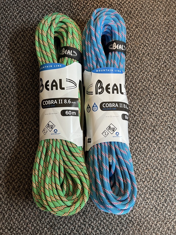 FS: 2 Beal Cobra II Golden Dry 60m half ropes