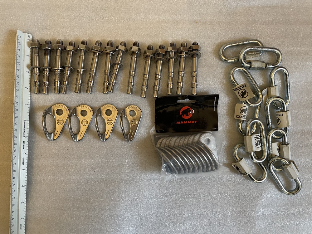 FS Mammut Stainless 3/8” expansion bolts & hangers x14 + 10x screw links 110