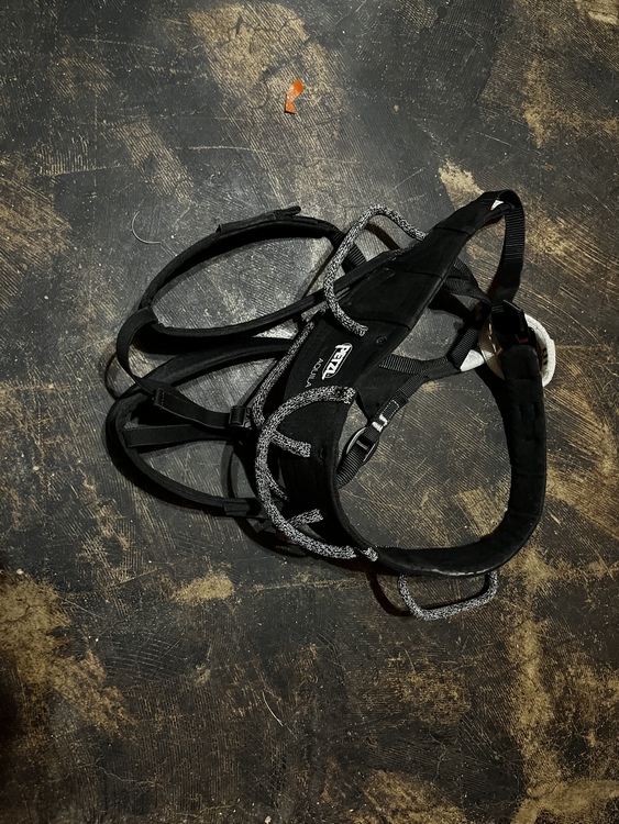 Harnesses, helmets, hammer, Mini traxion, nuts, Biners, slings, Slackline