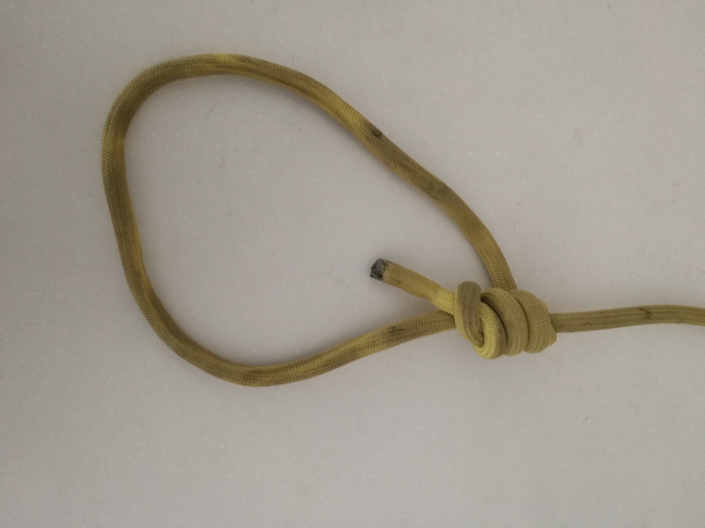 Girth hitching a bowline to harness tie in points (lanyard), what kind