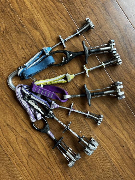 Misc. cams, nuts, quickdraws, etc FS cleaning out the gear closet