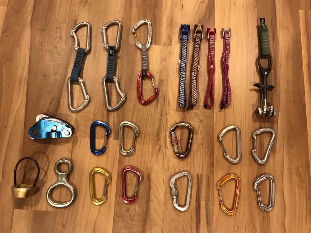 SOLD FS Carabiners, Big Gun Harness, Quickdraws, Tricams, BD .75 C4, Grigri