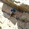 Unknown Climber - April 2005. Watched him climb from Lumpe; his style of climb protected his second very well. If anyone wants, I'll put a name to the face (rather the back of the head). Looked like a good guy to climb with.