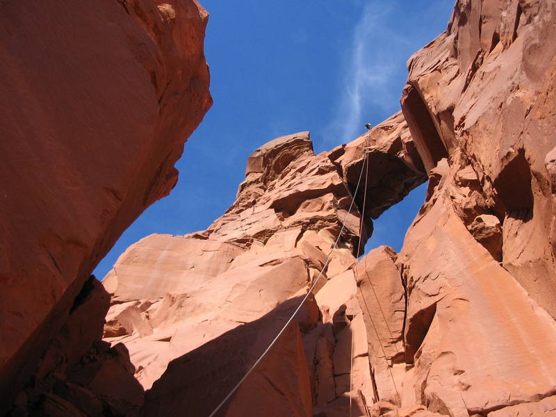 My wife rapping down the great arch of Washer Woman. What a setting!