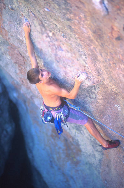 Chris Sharma (when he was 13) climbing Ranger Bolts.