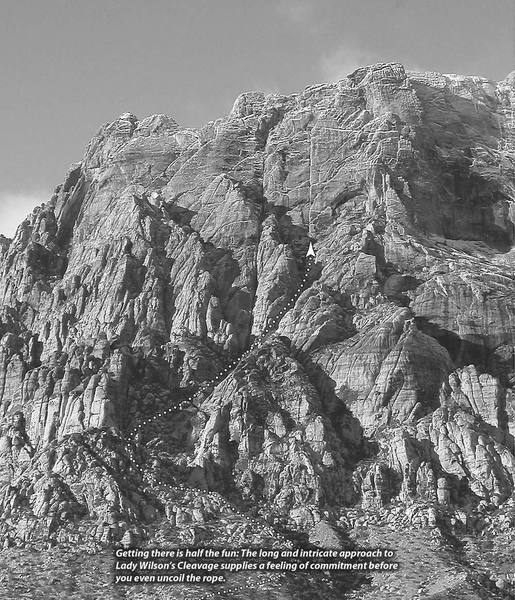 The approach route for Lady Wilson's Cleavage is shown in this reduced page from Red Rock Odyssey.