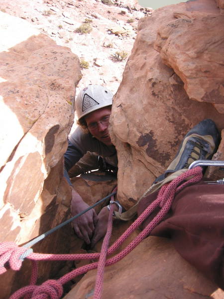 Arriving at the summit of Barney Rumble Tower. Photo by Erica Kutcher