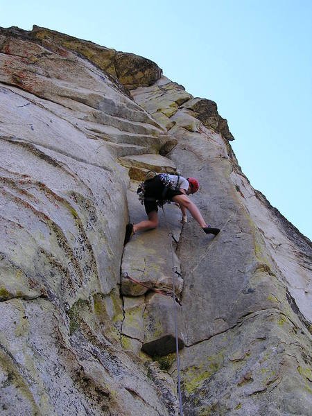 mid crux, note the hard sport climb to the left...
