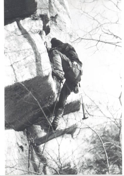I'm pretty sure this was my high point. See next photo where I'm belaying as Rich Perch is falling.