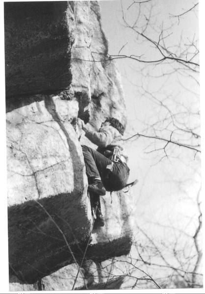 Rich Perch almost done with the crux. It's still hard though, until you're stood up and have stepped up and right. Rich is a little more advanced than I was with his PA's.