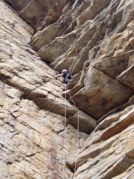 Rich Goldstone above the main roof. It's 5.6 or so through here.