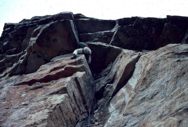Half Assid at Sky Top, 10+. Mid to late 70s. I once took a huge fall pulling the lip at the skyline of this photo when the piece at the lip pulled. I dropped below the bottom of the photo.