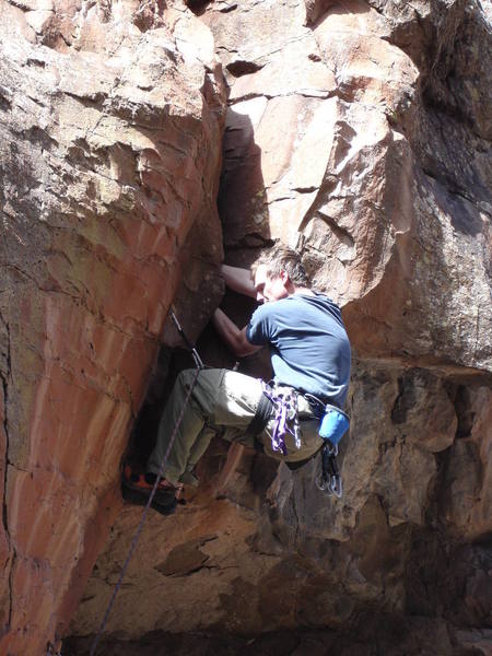 Tony pulling the hand crack to the top of Buck Tooth.