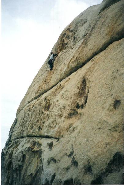 Jeff approaching the scary delicate friction top out. Photo courtesy of Jason Dilworth.