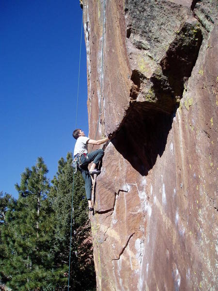 There's a decent rest if you step down. I missed this the first couple of times I tried this route, and tried to rest just above using the undercling, in a very precarious position.