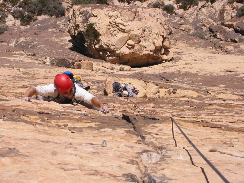 Jared Coburn of Fort Collins, CO, on the crux pitch of Eagle Dance.