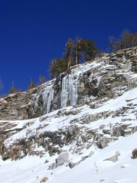 Early March 2003. Some short ice not far from Ski Valley, the mountain's ski resort.
