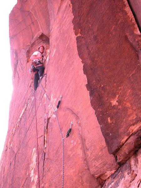 The crux pitch on Black Orpheus 5.9+/5.10