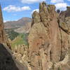 East side of Christian Brothers as seen from top of White Satin route on the Smith Rock Group (July 2005).