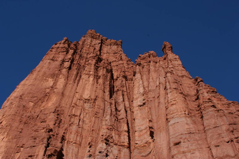 A profile of the Titan from the base showing the complex and fluted east face. Lots of unclimbed territory here.