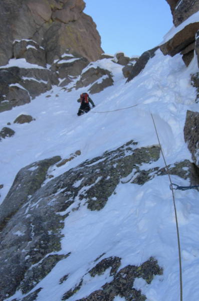 Joe Leonhard in the Notch, Feb '06 (photo Tom Haines).