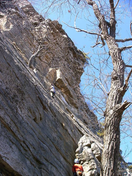 The Madame G's buttress. The route ascends the middle of the face.
