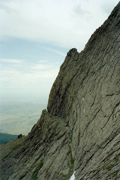 Profile of the route. The "notch" toward the bottom is the 5.8 crux.