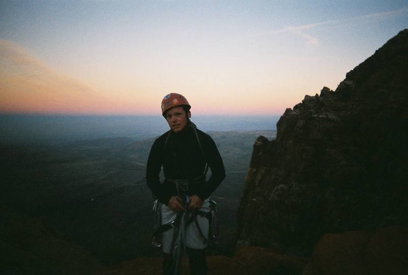 sunset w/ a long ways to go on the top of black dagger red rock canyon