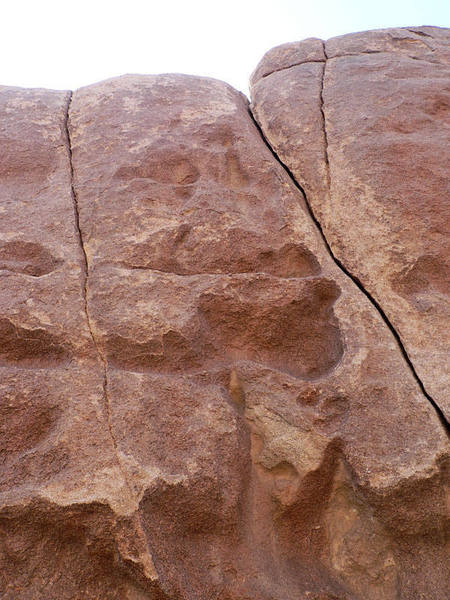 The Y-shaped crack is Crack #5. The left fork of the Y is 5.9 hands, while the right is 5.10a/b fingers.