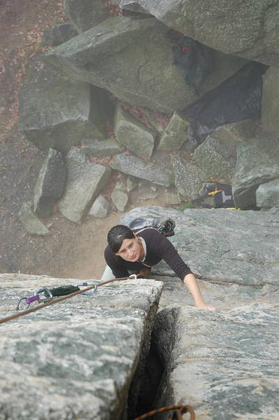 Underneath the offwidth.