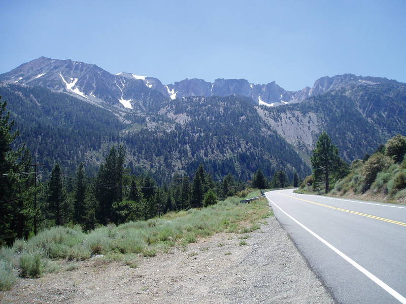 Mt. Dana as viewed from the east on Tioga Pass Road (highway 120).  The summit is the high point on the left with the eastern edge of the plateau on the skyline to the right of the summit.
