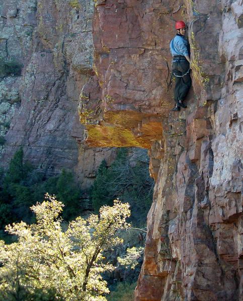 Emilio following Mike on the FA of Corner Saloon 10a/b on a beautiful winter day.