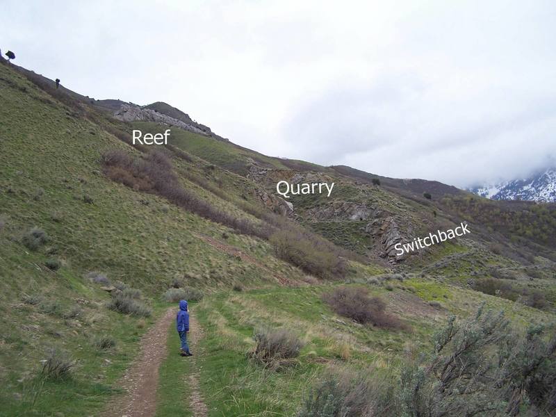 On the approach to the Quarry and Reef areas. The Quarry is hidden in the box canyon.
