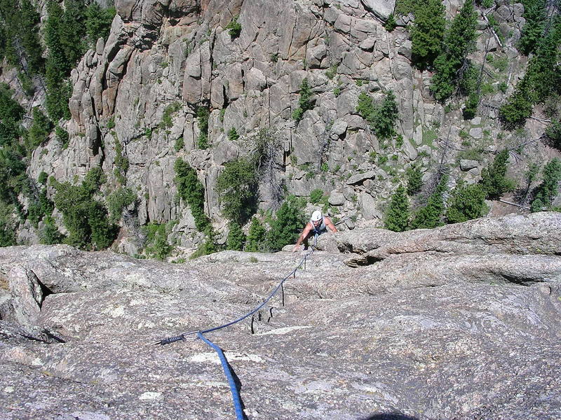 Jeff Gunter enjoying Sky Route. Photo taken from the top. '05.