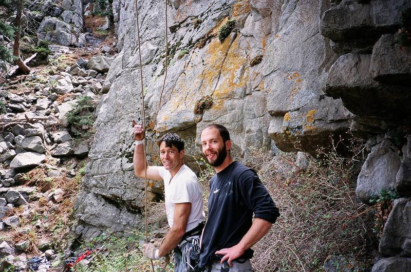 Tony Bubb (L) and Alan Doak (R) in Boulder Canyon. Image by Racheal Rice, 2005.
