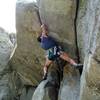 Tony Bubb leads Impassible Crack (11b) in Boulder Canyon, Colorado.