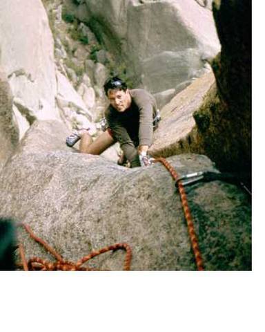 Tony Bubb on Wunch's Dihedral (5.11) South Platte, Colorado. Image by Joseffa Meir, 2003?
