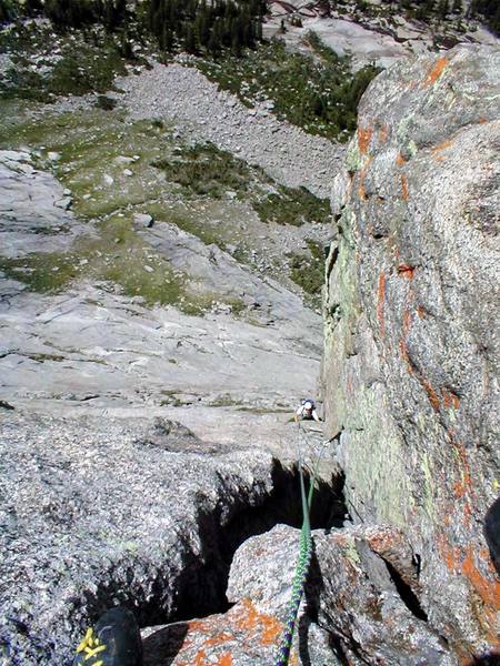 Looking down the long main dihedral pitches 7-8.