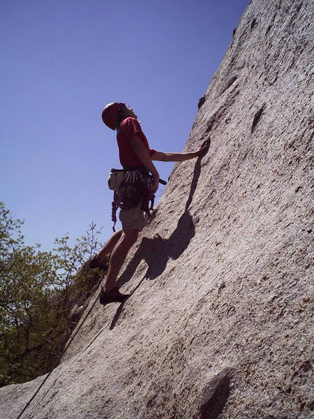 Ok lets see if we can see where the next bolt is up there before I clip this one. Comfort Zone 5.9-, Little Cottonwood Canyon. 4/29/06