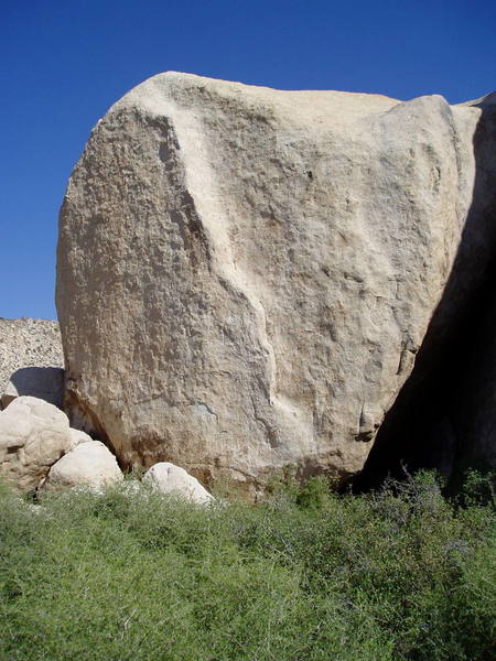 Looking south at T-N-T. The route follows the "staircase" pattern in the middle of the face.