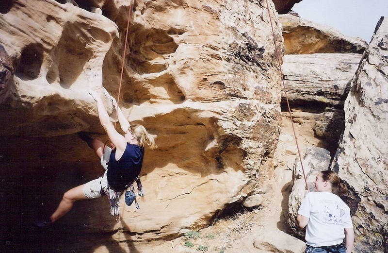 Dana(left) and Brendly(right) climbing at The Green Valley Gap.
