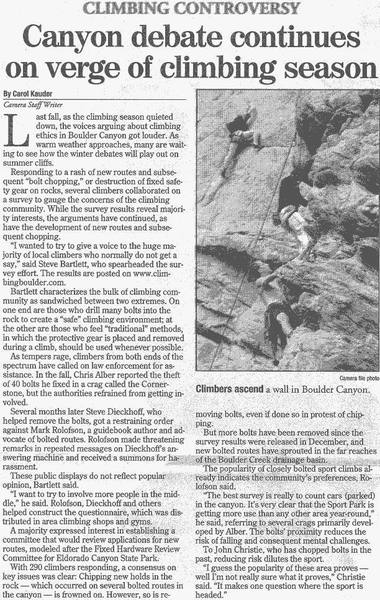 Daily Camera article covering the chipping controversy - the site got quoted in there.