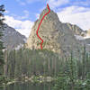 Lone Eagle Peak with Stettner route shown.